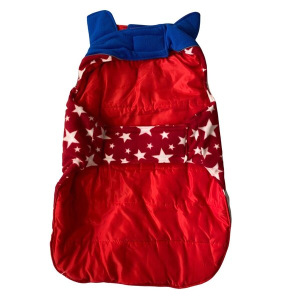 Reversible Dog Cold Weather Jacket 3XL Red & Blue Star Pattern Waterproof & Wind - Picture 2 of 11